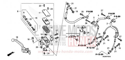 MAITRE-CYLINDRE DE FREIN AVANT CYLINDRE (CBF600SA/NA) CBF600NAA de 2010